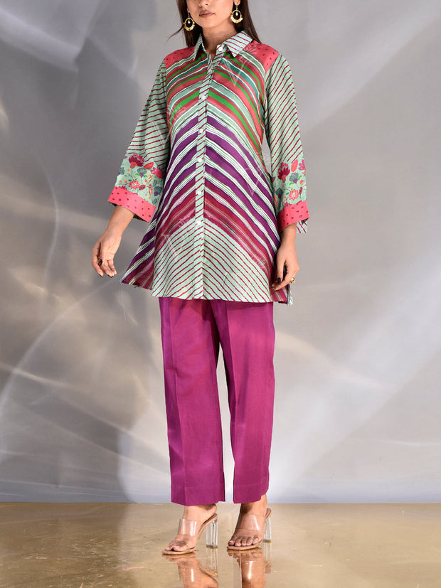 Multi Color Vasansi Silk Leheriya Top